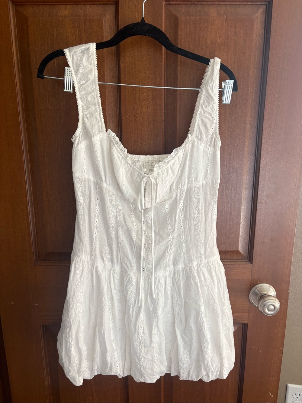 Cider White Eyelet Lace Sleeveless Mini Dress